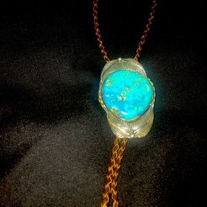 Turquoise and Silver Bolo tie- Vintage!!